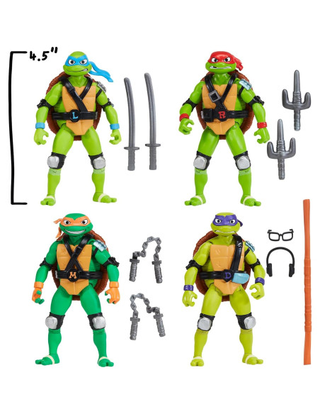 Paquete 4 Figuras Tortugas Ninja Shell Spin Playmates Toys