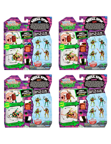 Paquete 4 Figuras Tortugas Ninja Shell Spin Playmates Toys