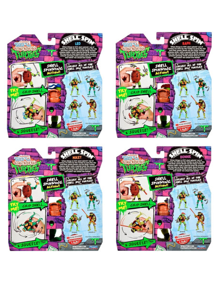 Paquete 4 Figuras Tortugas Ninja Shell Spin Playmates Toys