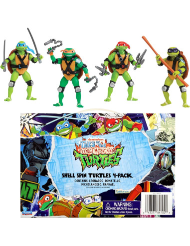 Paquete 4 Figuras Tortugas Ninja Shell Spin Playmates Toys
