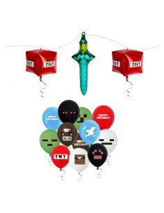 21 Piezas Globos de Cumpleaños Pixel JamboRella 25.4 cm