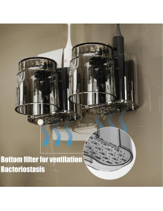 Soporte para Cepillos de Dientes THWRAI Negro 2 Pack Montaje en Pared 2