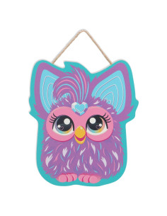 Letrero Colgante de Madera Furby Morado - Decoración Retro