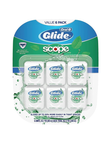 Hilo Dental Oral-B Glide Sabor Scope 40m - Paquete de 6