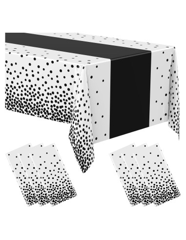 Manteles Desechables Oudain 3 Pcs Blanco y Negro 274x137 cm