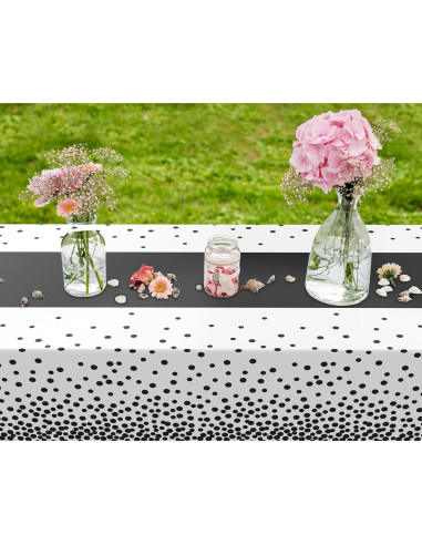 Manteles Desechables Oudain 3 Pcs Blanco y Negro 274x137 cm