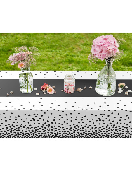 Manteles Desechables Oudain 3 Pcs Blanco y Negro 274x137 cm