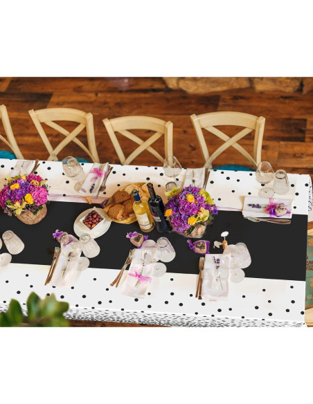 Manteles Desechables Oudain 3 Pcs Blanco y Negro 274x137 cm