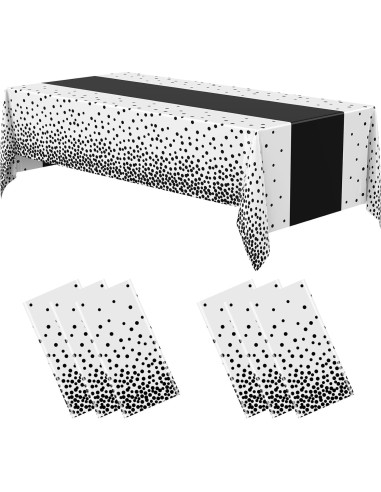 Manteles Desechables Oudain 3 Pcs Blanco y Negro 274x137 cm