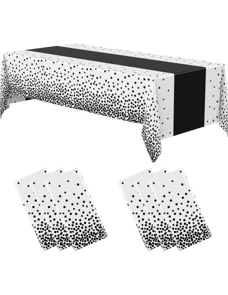 Manteles Desechables Oudain 3 Pcs Blanco y Negro 274x137 cm