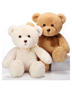 Osos de Peluche HyDren 45 cm Suaves Beige y Marrón Claro - 2 Pack