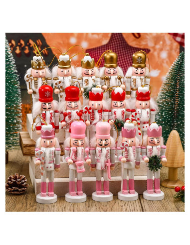 15 Adornos de Cascanueces de Madera RoundFunny 13 cm