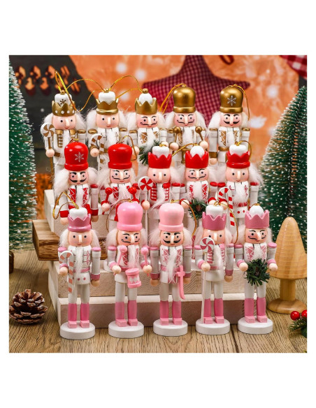 15 Adornos de Cascanueces de Madera RoundFunny 13 cm