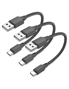 Cable USB C Corto 15 cm Cenepor Carga Rápida 3A Paquete de 3