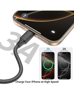 Cable USB C Corto 15 cm Cenepor Carga Rápida 3A Paquete de 3 2