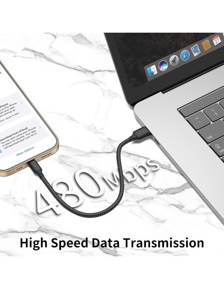 Cable USB C Corto 15 cm Cenepor Carga Rápida 3A Paquete de 3