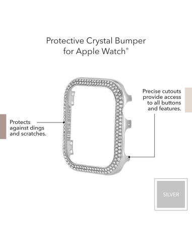 Bumper Protector Anne Klein para Apple Watch 44mm Plata con Cristales