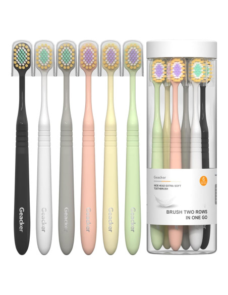 Cepillo de Dientes Extra Suave Geacker - 6 Piezas Multicolor