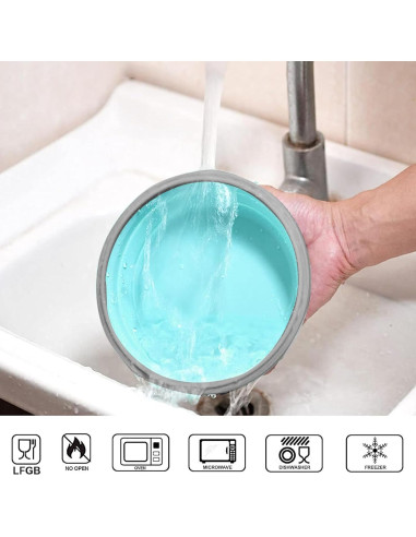 2 Tazones Plegables de Silicona APPVIP 350ml Apto Microondas