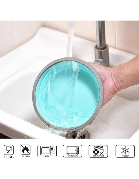 2 Tazones Plegables de Silicona APPVIP 350ml Apto Microondas