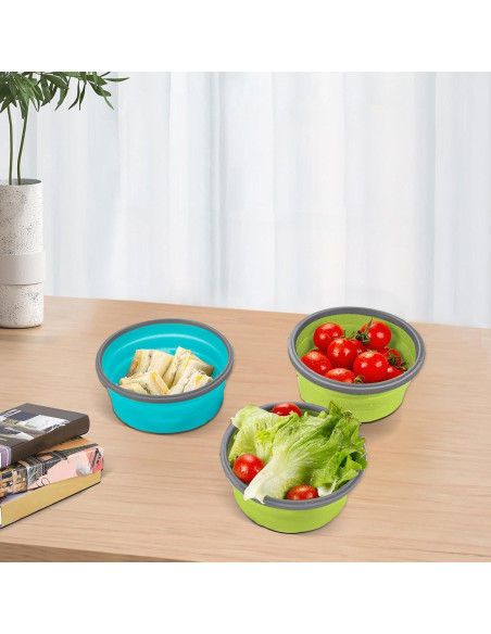 2 Tazones Plegables de Silicona APPVIP 350ml Apto Microondas