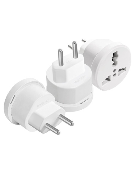 Adaptador de Enchufe de Viaje Europeo Ziissup Tipo C 3 Piezas