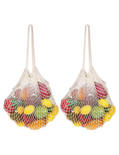 2 Bolsas de Compras de Malla Reutilizables Algodón 35x36cm