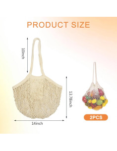 2 Bolsas de Compras de Malla Reutilizables Algodón 35x36cm 2