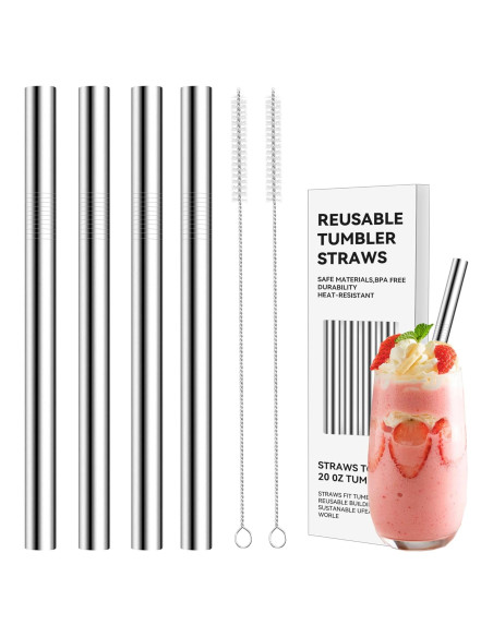 Pajitas Reutilizables de Acero Inoxidable Prurex 215mm - 4 Unidades