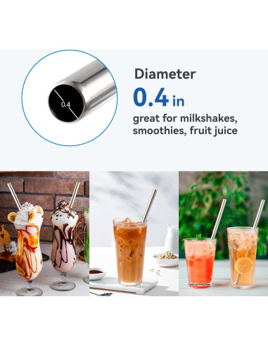 Pajitas Reutilizables de Acero Inoxidable Prurex 215mm - 4 Unidades