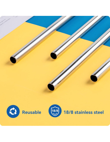 Pajitas Reutilizables de Acero Inoxidable Prurex 215mm - 4 Unidades