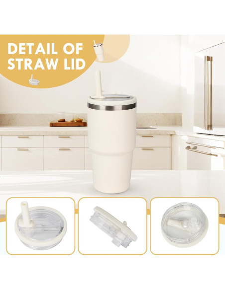 Tapa de Reemplazo para Vaso Stanley Quencher 20 oz - 2 PCS Marfil