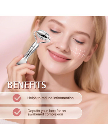 Juego de Herramientas Gua Sha Facial AAJP - Rodillo y Masajeador Plata