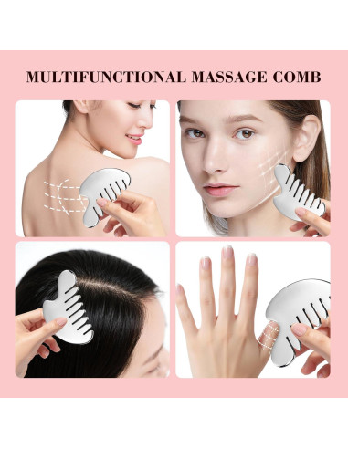 Juego de Herramientas Gua Sha Facial AAJP - Rodillo y Masajeador Plata