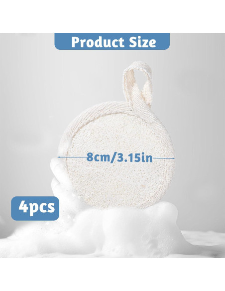 4 Esponjas Exfoliantes Naturales de Lufa YQQYG 8x8cm