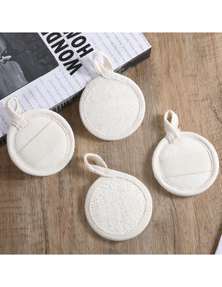 4 Esponjas Exfoliantes Naturales de Lufa YQQYG 8x8cm