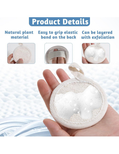 4 Esponjas Exfoliantes Naturales de Lufa YQQYG 8x8cm
