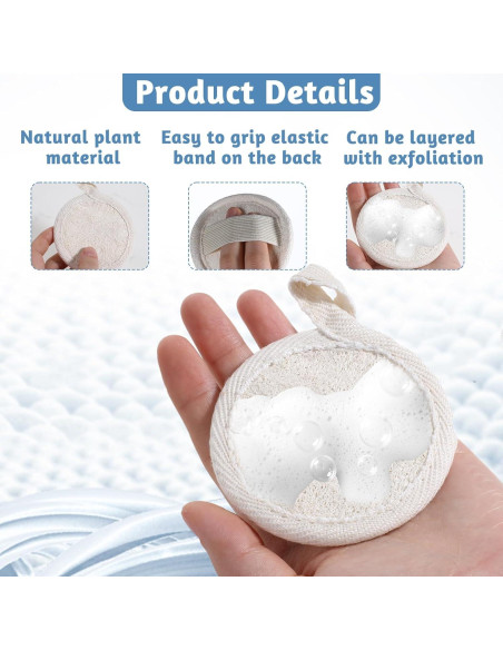 4 Esponjas Exfoliantes Naturales de Lufa YQQYG 8x8cm