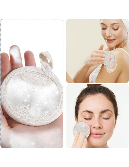 4 Esponjas Exfoliantes Naturales de Lufa YQQYG 8x8cm