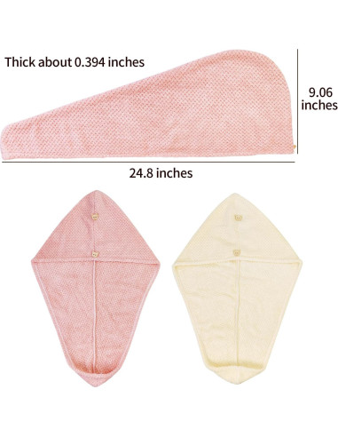 Paquete de 2 Toallas de Microfibra HFZRZFH para Cabello - Rosa y Beige