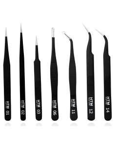 Set de 7 Pinzas Micro de Precisión HengTianMei Acero Inoxidable