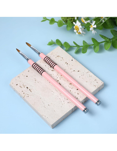 Juego de Pinceles de Uñas Acrílico Prasacco 3D Rosa