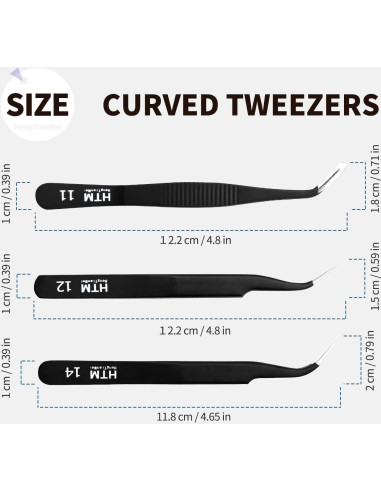 Set de 7 Pinzas Micro de Precisión HengTianMei Acero Inoxidable