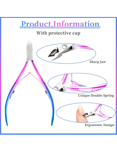 Kit Cortador de Cutículas BQAN con Empujador y Lima - Azul