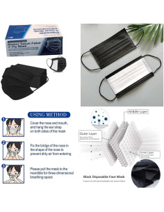 Mascarillas Desechables Negras 3 Capas - Paquete de 50 Unidades 2