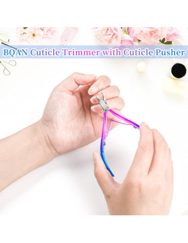 Kit Cortador de Cutículas BQAN con Empujador y Lima - Azul