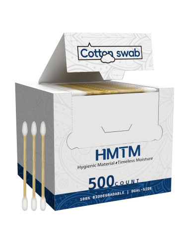 Bastoncillos de Algodón Natural HMTM 500 Unidades Biodegradables