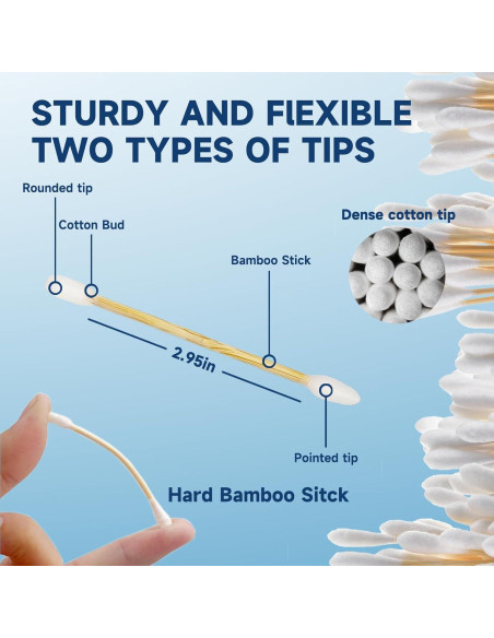 Bastoncillos de Algodón Natural HMTM 500 Unidades Biodegradables