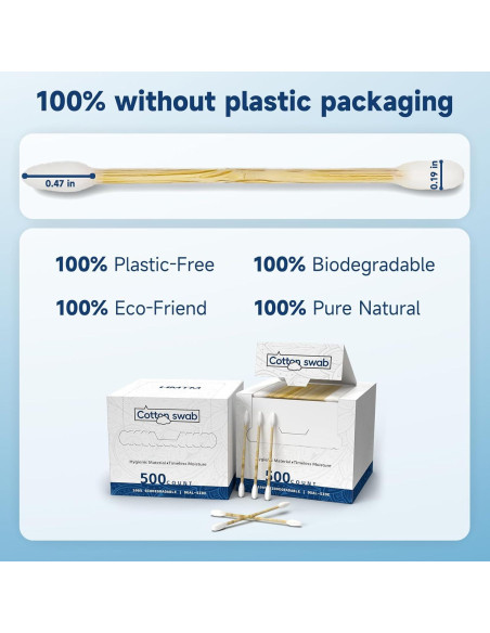 Bastoncillos de Algodón Natural HMTM 500 Unidades Biodegradables