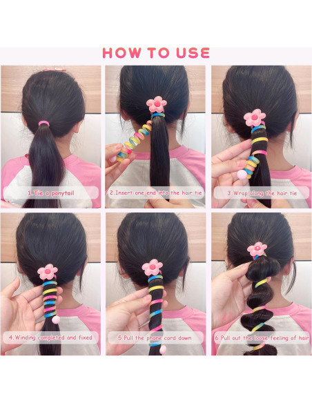 Bandas de Pelo Espirales YONOY para Niños - 7 Pcs Coloridos
